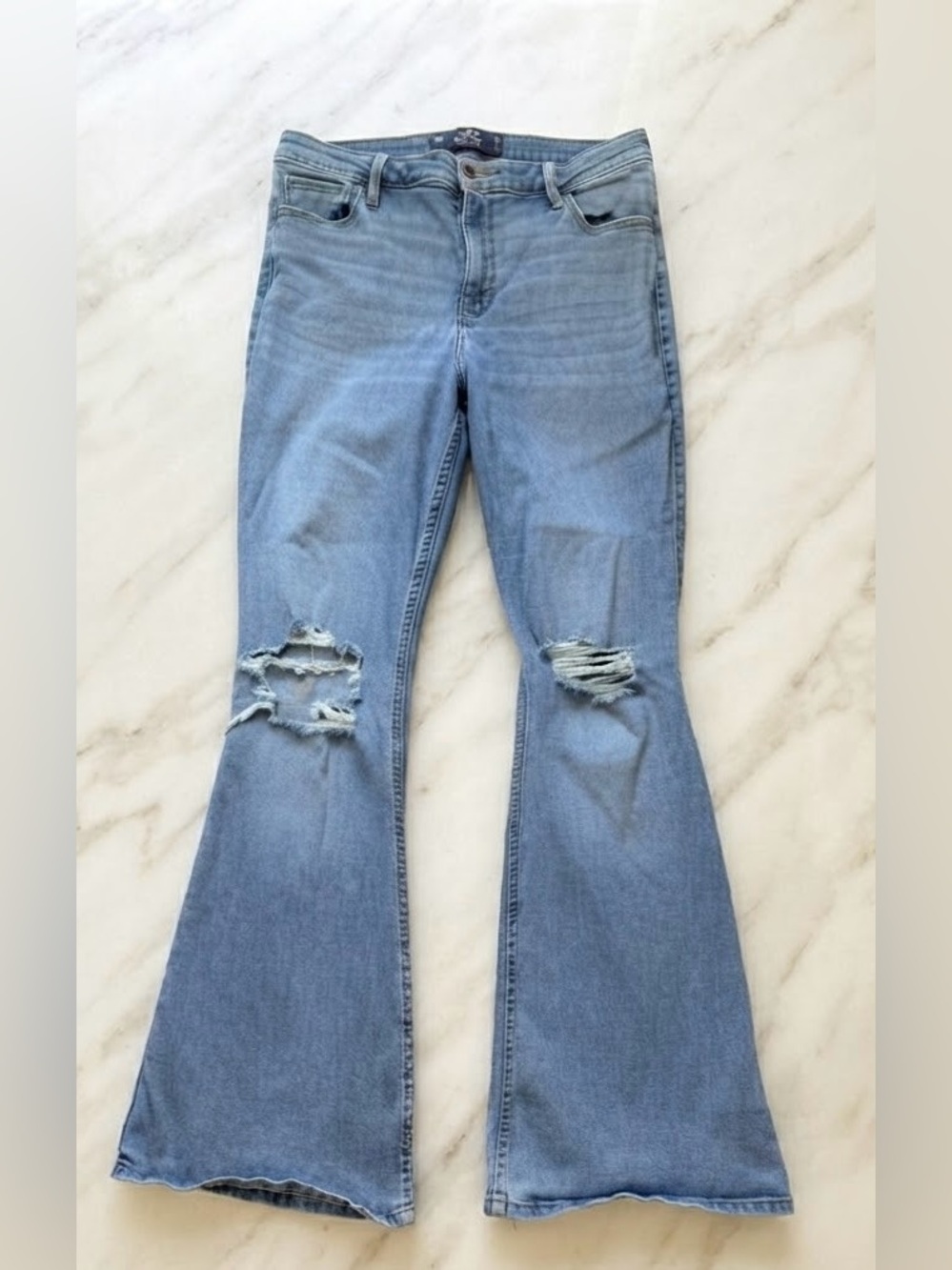 Hollister Light Blue Distressed Flare Jeans